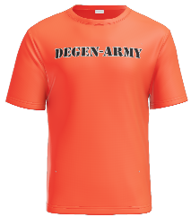 No Pants Show DEGEN-ARMY T-Shirt - Neon Orange, front view