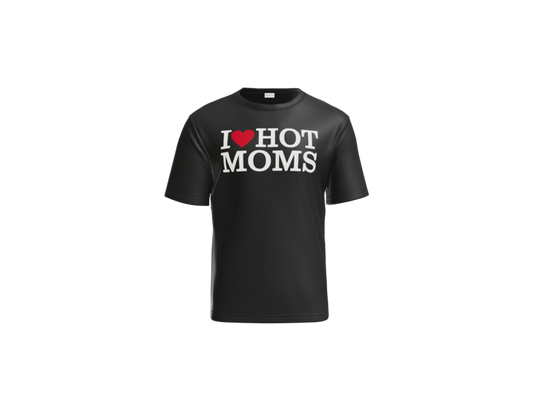 I Love Hot Moms Tee - Black, front view