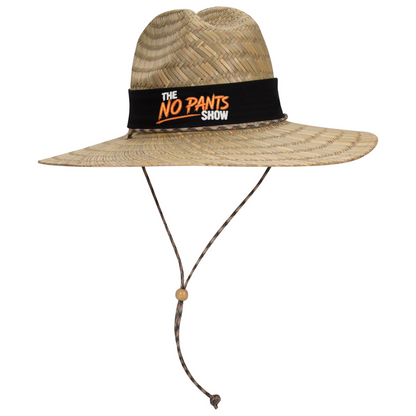 No Pants Show Straw Hat - front view with branded band